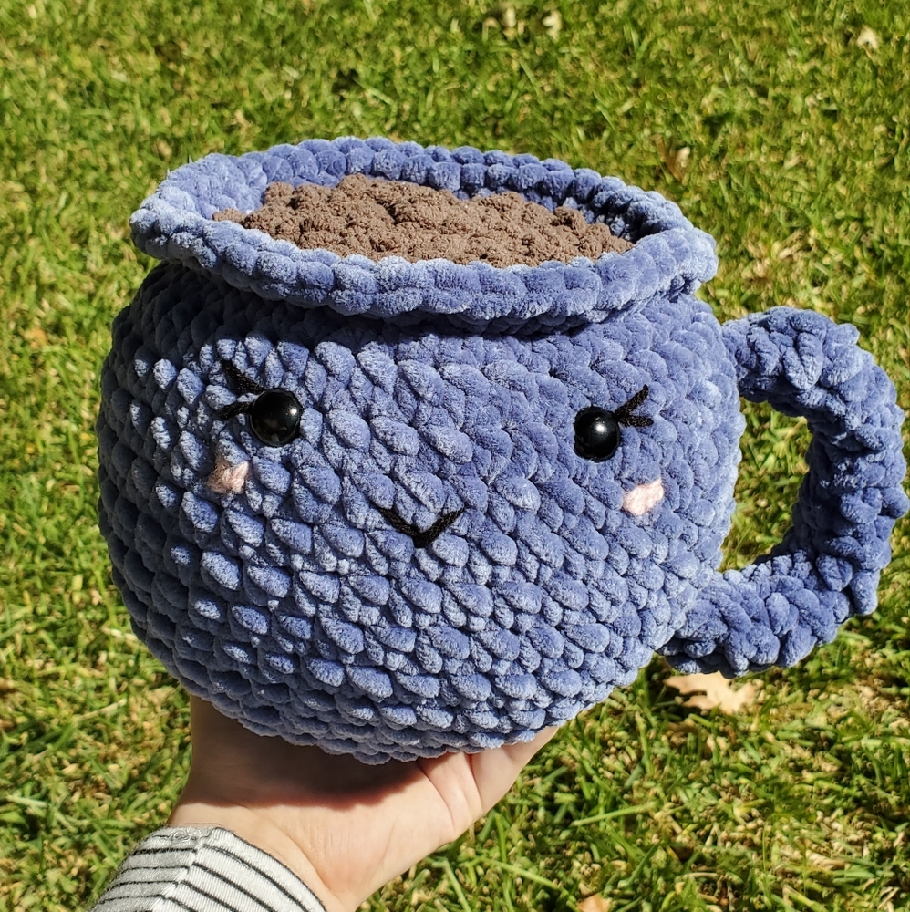 Blue Crocheted Coffee Plushie - Picture 6 of 7